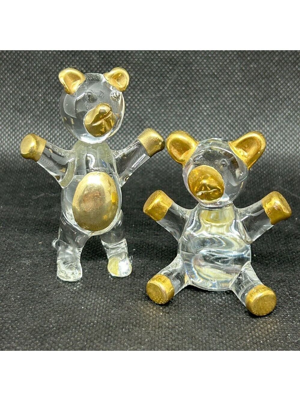 Prestige American Corporation art glass bear figurines set of 2
